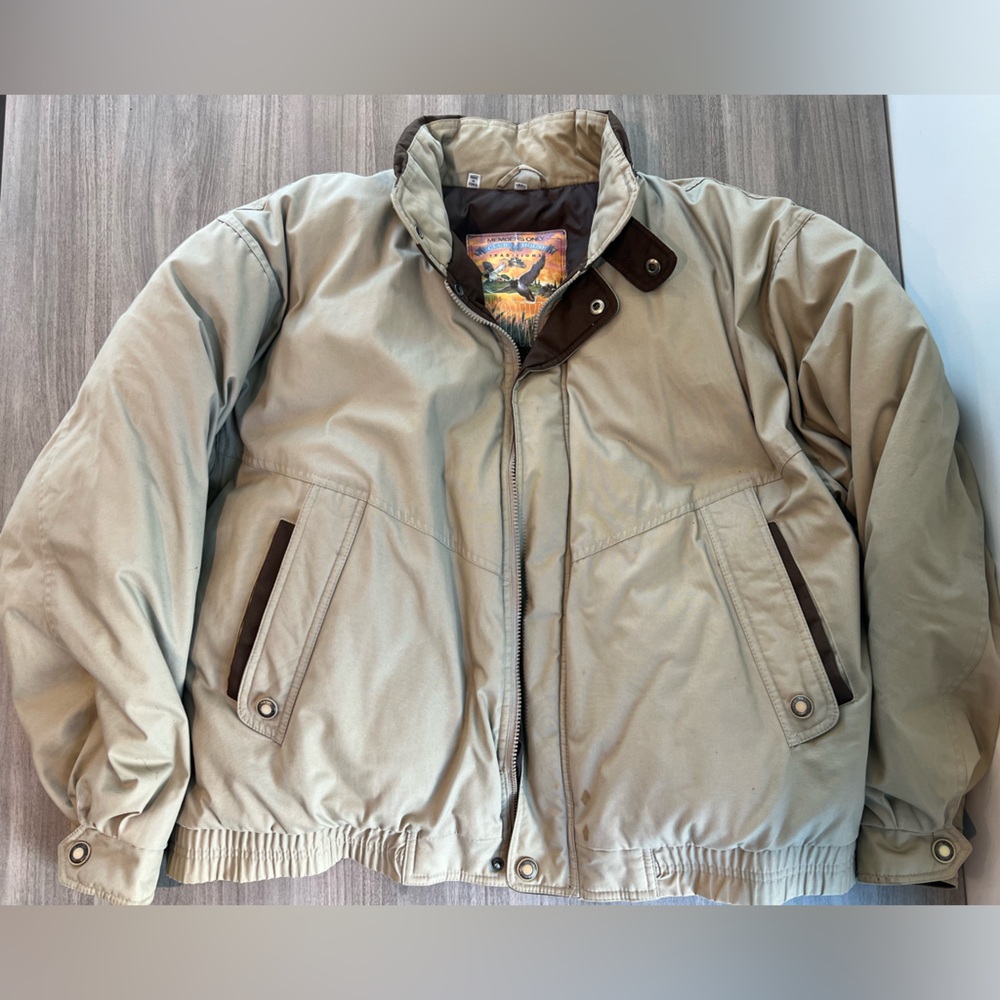 Vintage Members Only Tradition Down jacket size XL tan and brown
